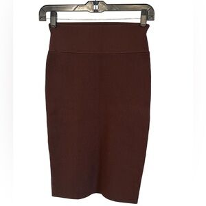 Babaton Chocolate Brown Brando sculpt knit Pencil skirt Classic Stretch Size M